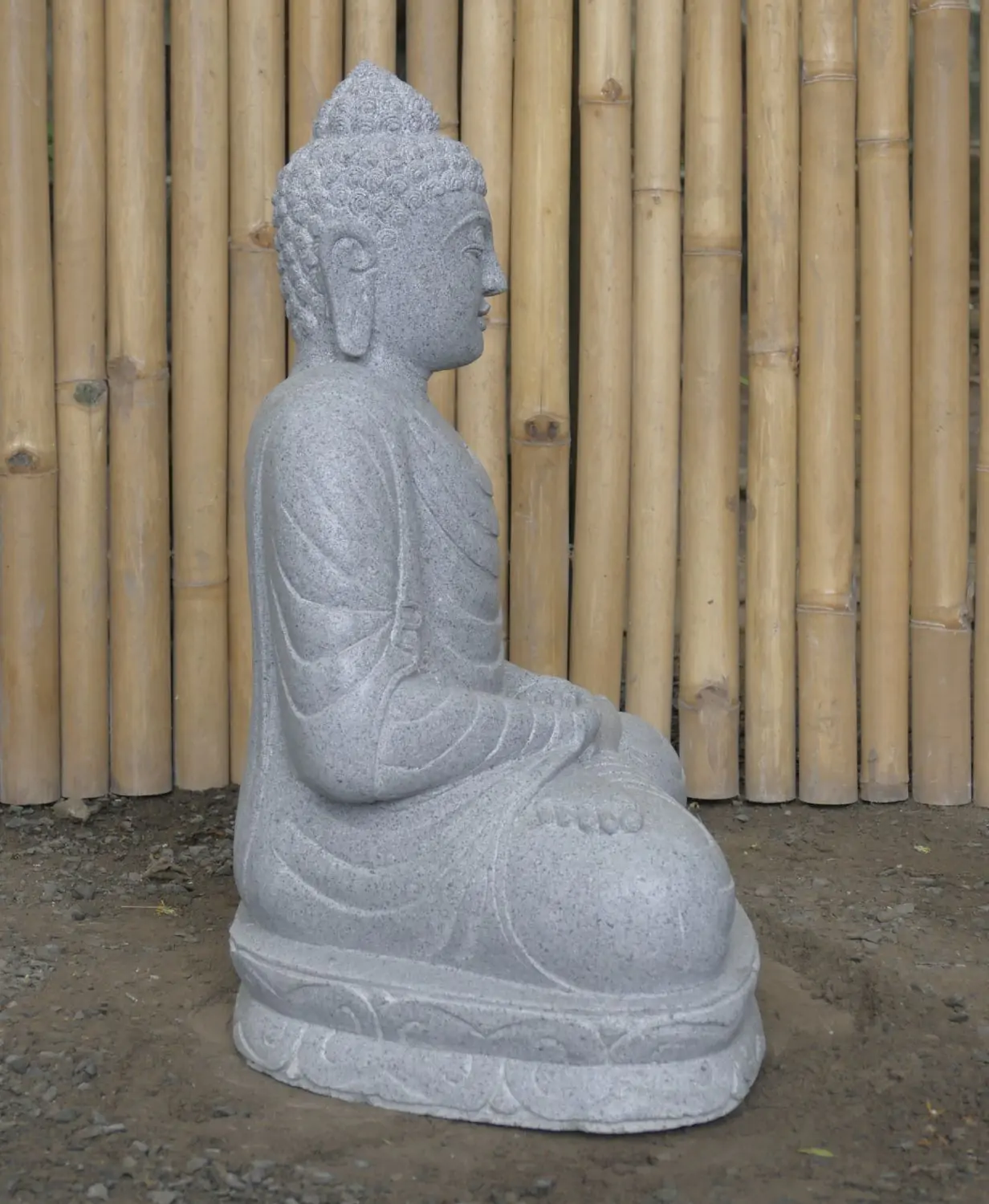  Product image 3 of the product “Seated Buddha made of Riverstone in Dhyana position - gesture of meditation, H.62 cm, natural. ”